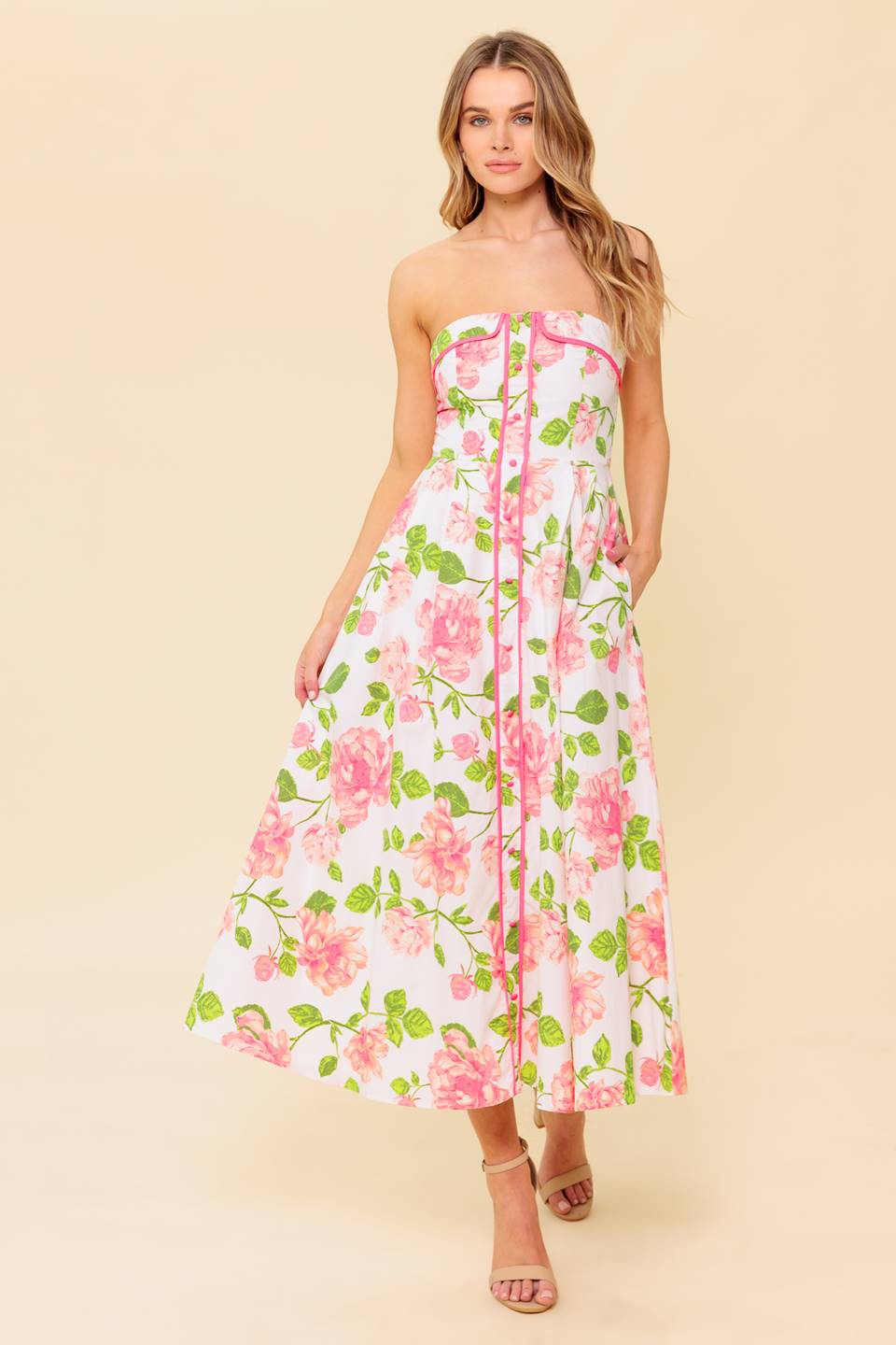 BETTER THAN EVER WOVEN MIDI DRESS Flying Tomato